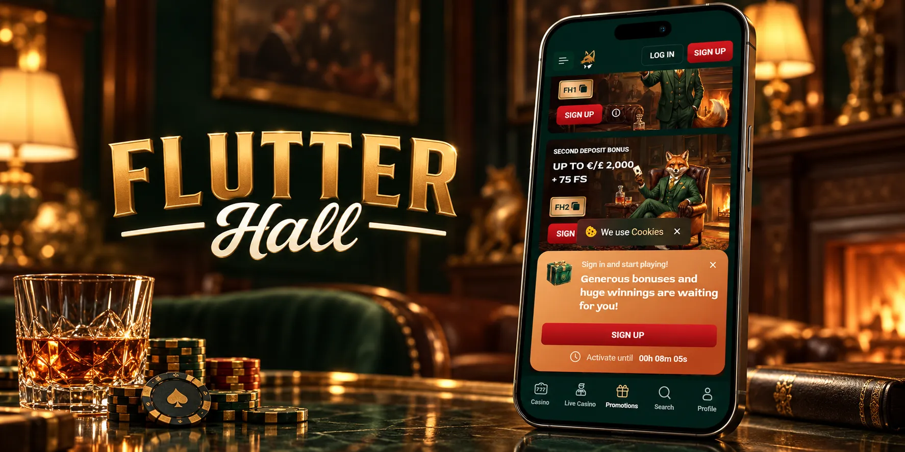 FlutterHall Casino App-schermafbeelding